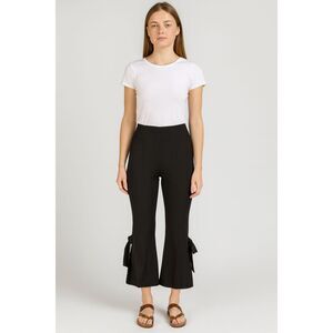 Creation L High Waisted Ankle Cropped Flare Wide Leg pant with Bows 8